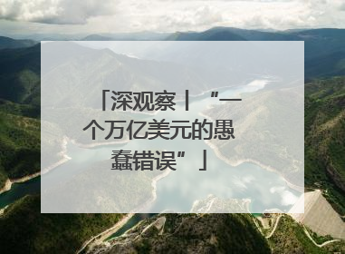 深观察丨“一个万亿美元的愚蠢错误”